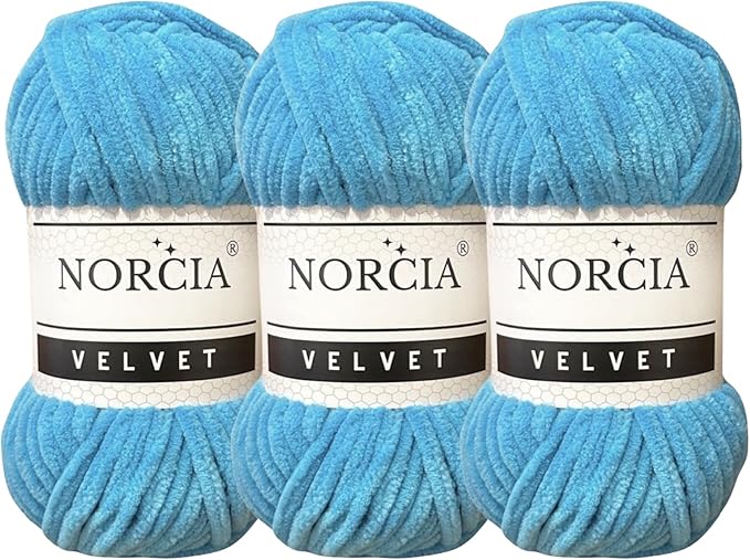 Soft Velvet Yarn Chenille Yarn for Crocheting Super Bulky 3x100g (3x74.3 yds) Baby Blanket Yarn for Knitting Amigurumi Yarn for Crochet Weaving Craft (Turquoise, 3 Skeins)