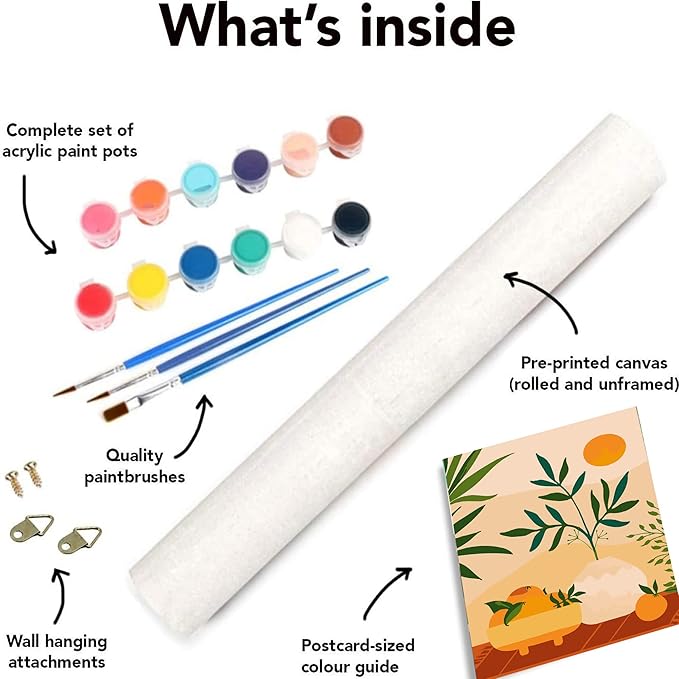 cupmod 6 Packs Paint by Number Kits for Adults Beginners,Easy Acrylic Boho Number,DIY Watercolor Numbers on Canvas Without Frame Home Wall Decor 7.8x11.8inch (MT11183-MT11188)