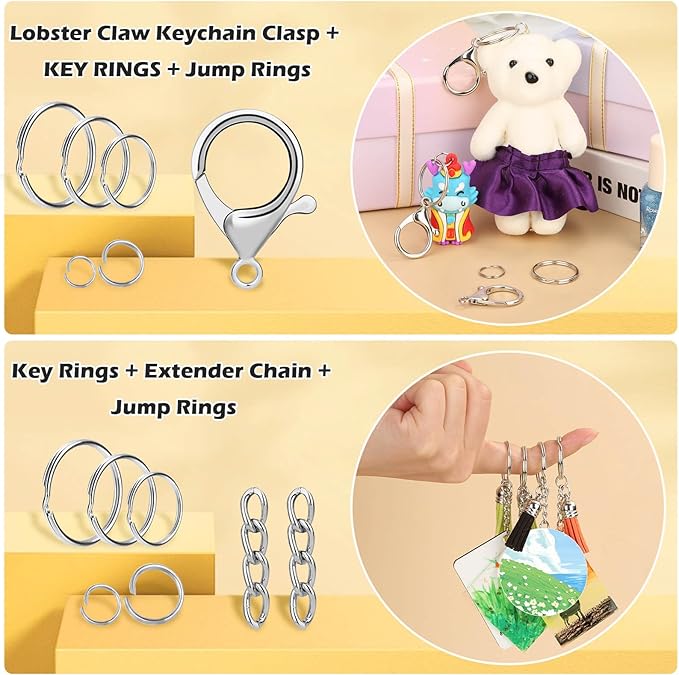 PAXCOO 300PCS Keychain Making Kit, Keychain Craft Supplies Including Key Chain Clips, Lanyard Snap Hooks, Key Rings and Jump Rings for Key Chain Making, Purse Making, Lanyard Making
