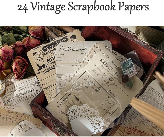 Vintage Aesthetic Scrapbook Supplies Kit with Scrapbook Paper, Stickers, Bookmarks for Scrapbooking, DIY Albums, Junk Journals, Bullet Journals, Dark Academia Aesthetic Decor (Dark3 149 Pcs)
