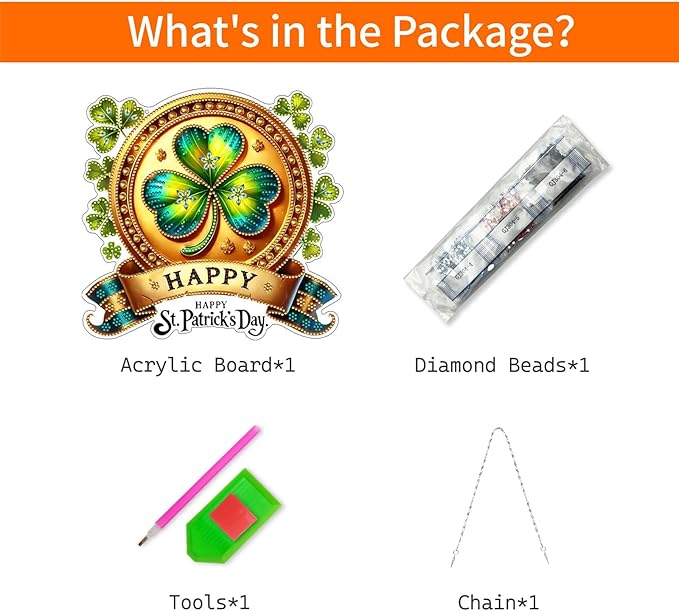 VODAPYC Saint Patrick's Day Diamond Art Hanging Kits for Adults, DIY Double Sided Special Shaped Diamonds Art Window Pendant Ornament for Home Decor(Clover Wreath)