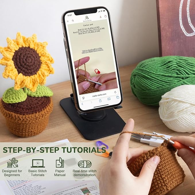Crochet Kit for Beginners - 6 Styles Plant Crochet Kit with Step-by-Step Video Tutorials - Easy to Learn Beginner Crochet Kit for Adults - Amigurumi Knitting Arts and Crafts Hobbies Gifts for Women