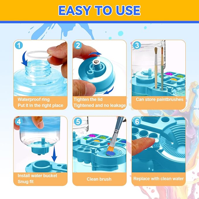 New Paint Brush Cleaner Tool,Brush Rinser Cup Painting Running Water Circulation Art Supplies for Acrylic,Watercolor and Water Based Creative Gift for Adult Artist Beginners Kids