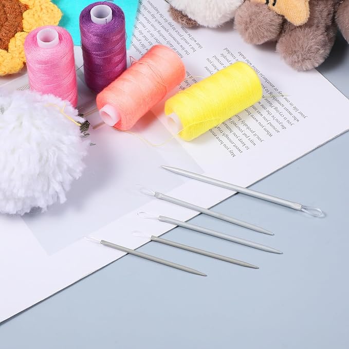 6 Pcs Wool Needles, Nylon Thread Rope Threader Yarn Thread Large Eye Wool Needle Threader Needle Knitting Tool for Knitting, Crocheting, Weaving
