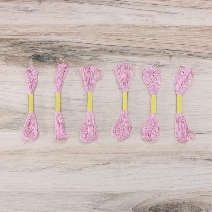 embroidery floss pack – 6 skeins, 8.7 yards each – light pink embroidery floss for needlework, diy bracelets, crafting, weaving