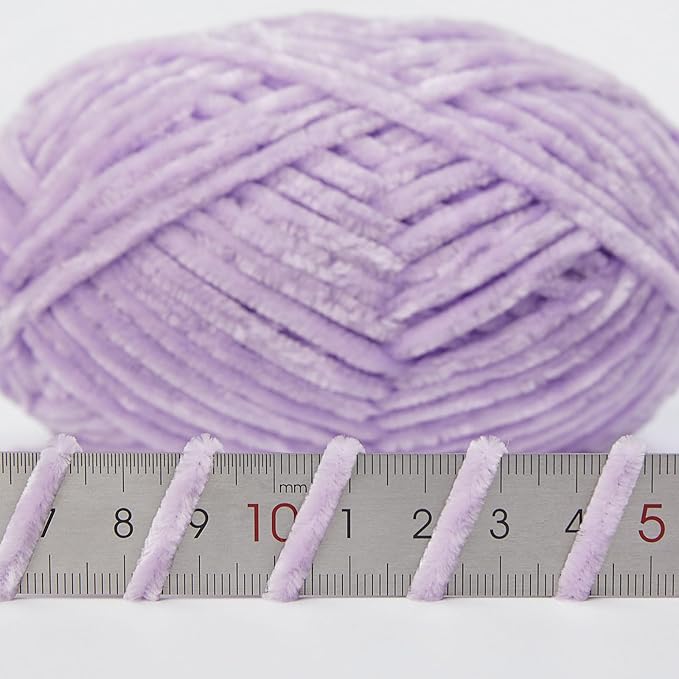 NICEEC 3 Skeins Soft Chenille Yarn Blanket Yarn for Knitting Fancy Yarn for Crochet Weaving DIY Craft Total Length 3×85m (3×93yds, 3×50g)_Light Purple