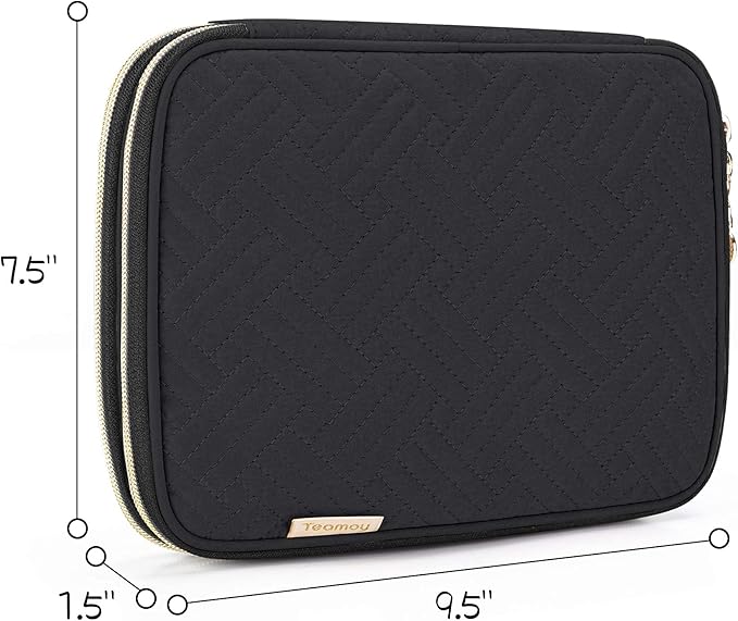 Teamoy Crochet Hook Case(up to 8”), Circular Knitting Needle Storage Bag, Travel Organizer Bag for Crochet Hook and Knitting Accessories, Black (Bag Only, Patent Design)