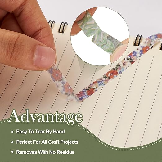 20 Rolls Vintage Flower Washi Tape Set, Rustic Floral Washy Paper Tape Decorative Tape 7mm Wide Assorted Masking Tape Decor Sticker for Scrapbooking Bullet Journal Planner Gift Wrapping DIY Crafts