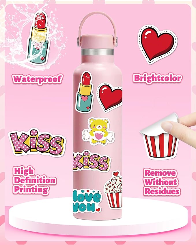 300 pcs valentines day stickers, bulk valentines day gifts, heart stickers crafts for kids classroom school, party favors decorations for kids teens girls