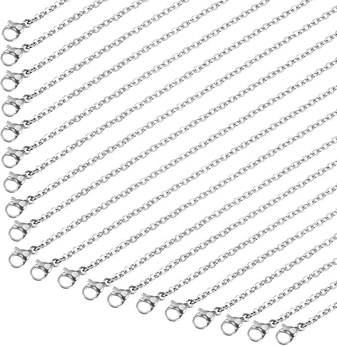 Silver Necklace Chains with Lobster Clasps, 18 Inches Stainless Steel Wire for Jewelry Making, Jewelry Making Kit for DIY Supplies, Stainless Steel Necklace Chains for Women（20）