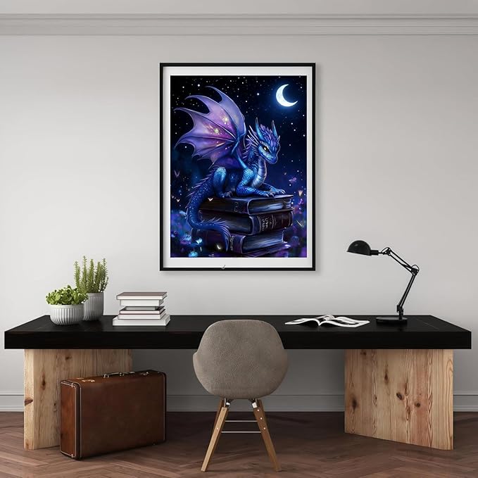 Gemozaic Dragon Diamond Painting Kits for Adults, Fantasy Diamond Art Kits for Adults, Animal Gem Painting Kit for Adult for Gift Home Wall Decor, 12x16 Inch