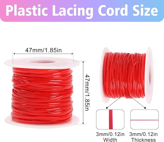 Candygirl PVC Lanyard String Kit, 16 Packs Colored Plastic Lacing Cord Flat Weaving Ropes Elastic Boondoggle String DIY Crafting Kit for Bracelet, Keychain, Crafts