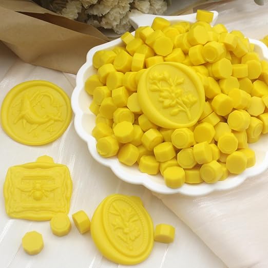 andotopee 600pcs yellow wax seal beads, premium sealing wax pellets for stamp seals, wedding invitation, letter envelope, greeting card decorations & scrapbook diy crafts