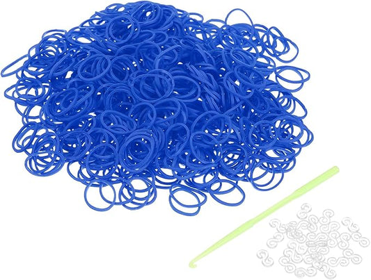 uxcell 600Pcs Loom Rubber Band, Bracelet Making Refill Kit Elastic Loom Band with 25Pcs S-Clips and 1Pcs Crochet Hooks for Weaving DIY Handcrafts, Blue