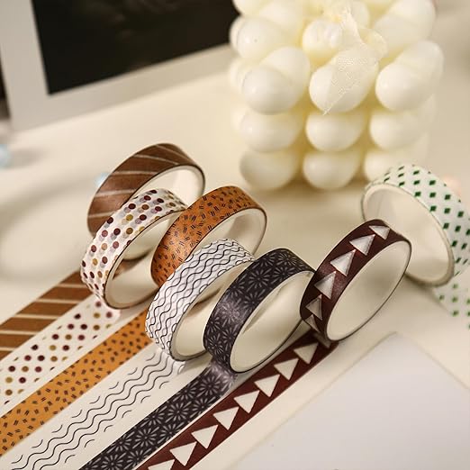 YUBBAEX 20 Rolls Basic Patterns Washi Tape Set Skinny Masking Creative Decorative Tapes, Designer's Selection (Collection 2-Enchantment)