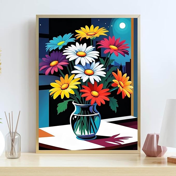 Flowers Stamped Cross Stitch Kits for Adults Beginner, Counted Cross Stitch Kits Printed Stitching Cute Patterns Dimensions Needlepoint Art Crafts Embroidery Kits for Adults