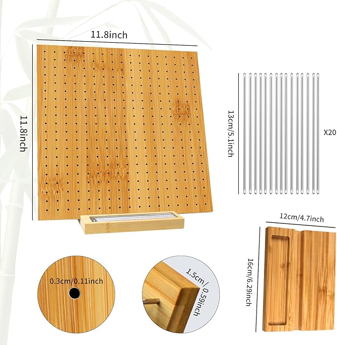 LIVSMON 11.8" Blocking Board with 20 Steel Pins, Handcrafted Knitting Blocking Mat for Knitting and Granny Squares, Crochet Gifts for Crocheters