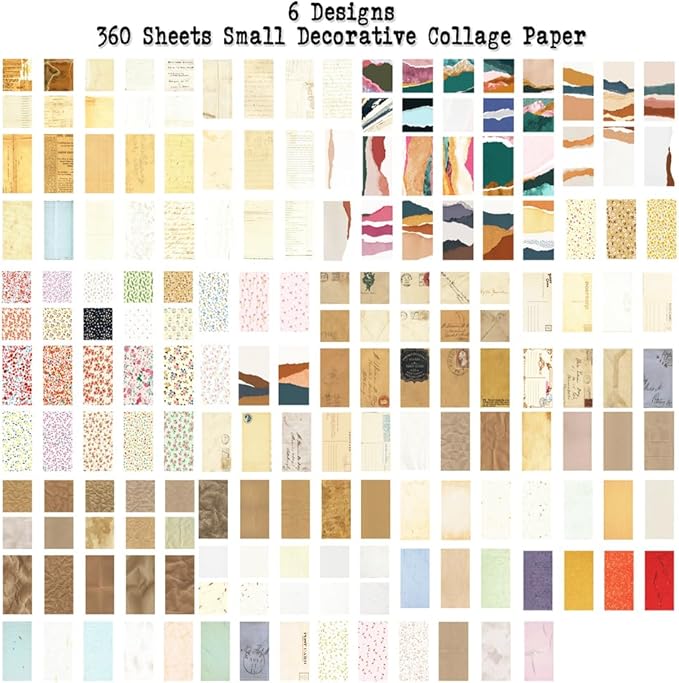 Vintage Scrapbook Background Paper for Scrapbooking, 360 Sheets Scrap Booking Supples Kit, Decorative Paper for Junk Journal Supplies, Collage, Journaling, DIY Crafts Arts, Card Making