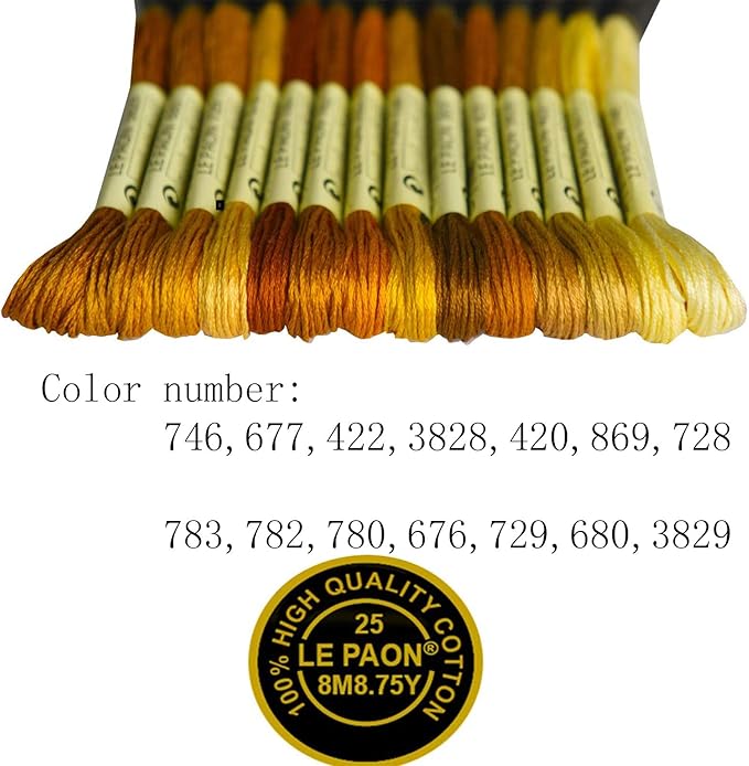 Click Image to Open expanded View Premium Rainbow Color Embroidery Floss - Cross Stitch Threads - Friendship Bracelets Floss - Crafts Floss - 14 Skeins Per Pack Embroidery Floss, Old Gold Gradient