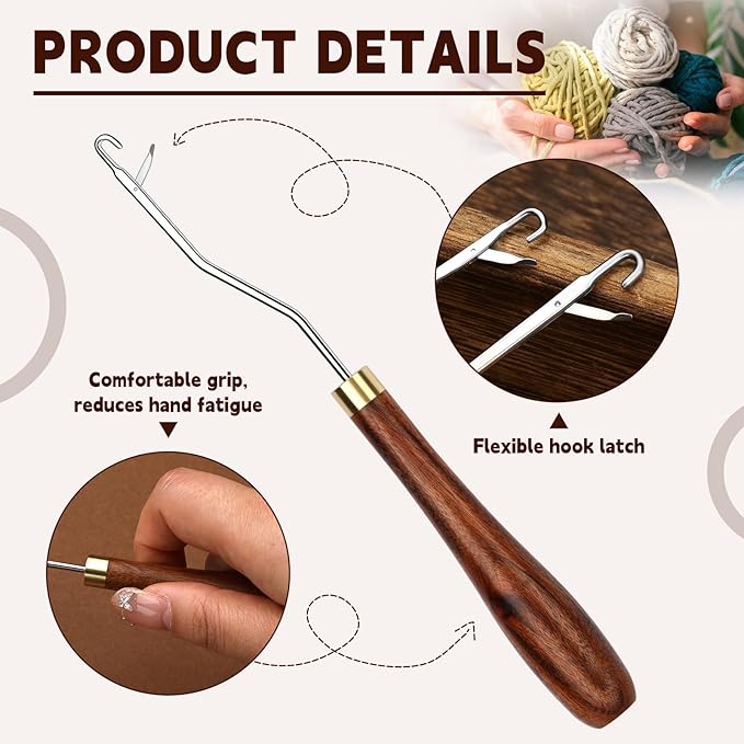 BALDCC 5 PCS Latch Hook, Crochet Hooks for Hair, Latch Hook Kit for Rug Making, Braiding, and Crochet Craft