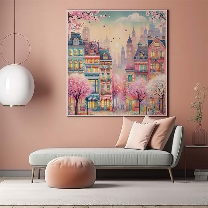 CZYWJMEI 5D House Flower Diamond Painting Kits for Adults Beginners,DIY Suitability Friends Diamond Art,Full Round Drill Diamond Dot Gem Art Kits,Home Wall Decor 12x12 Inch