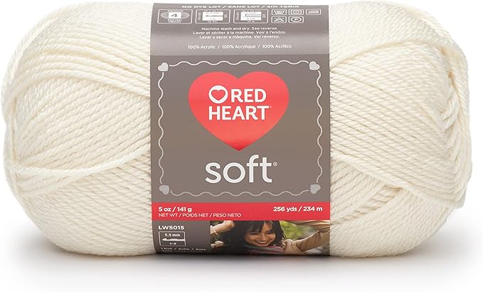 Red Heart Soft Off White Yarn - 3 Pack of 141g/5oz - Acrylic - 4 Medium (Worsted) - 256 Yards - Knitting/Crochet
