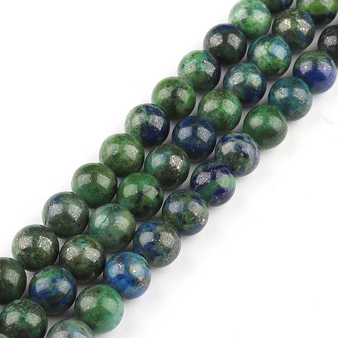 Natural Stone Beads Gemstone Beads for Jewelry Making - Crystal Beads for Bracelets, 8mm Jasper Beads Round Loose Beads(44-47pcs, 8mm, Chrysocolla)