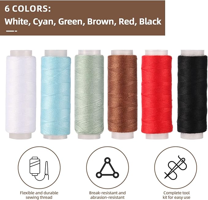 38 PCS Steel Needles for Hand Sewing, Sewing Repair Kit, Embroidery Tool Kit, Include 25 Steel Needles, 1 Seam Sewing Thread Ripper, 2 Needle Threaders, 6 Threads, 2 Thimbles, 1Storage Bag