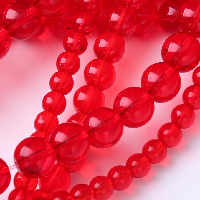 Red Glass Stone Beads for Jewelry Making Gemstone Round Crystal Bracelet Necklace 1 Strand 15.5inch 60PCS 6MM