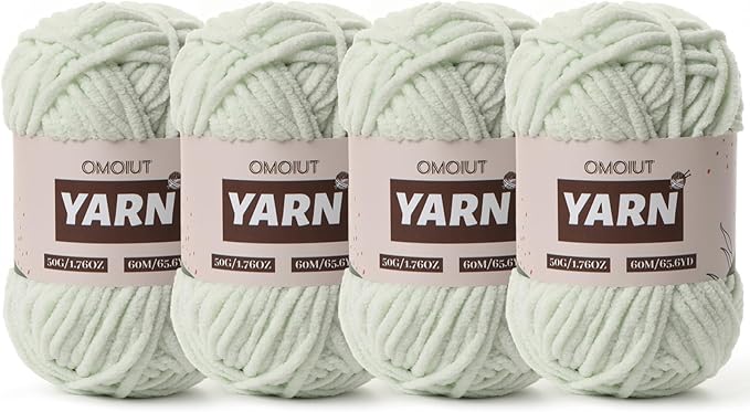 4 Packs Plush Chenille Chunky Crochet Yarn - Baby Yarn for Crocheting Soft - Velvet Yarns Knitting for Blankets Crafts - Fluffy Amigurumi Yarns 200g/262.5yds (4 Fruit Green)