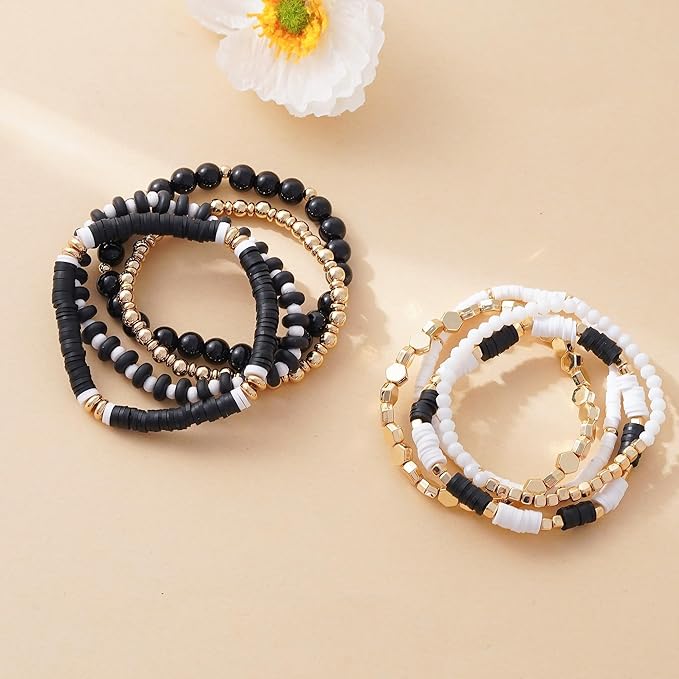 3600 pcs Black Clay Beads for Bracelets Making, 10 Strands Flat Round Polymer 6mm Spacer Heishi Beads for Jewelry Making Earring Necklace