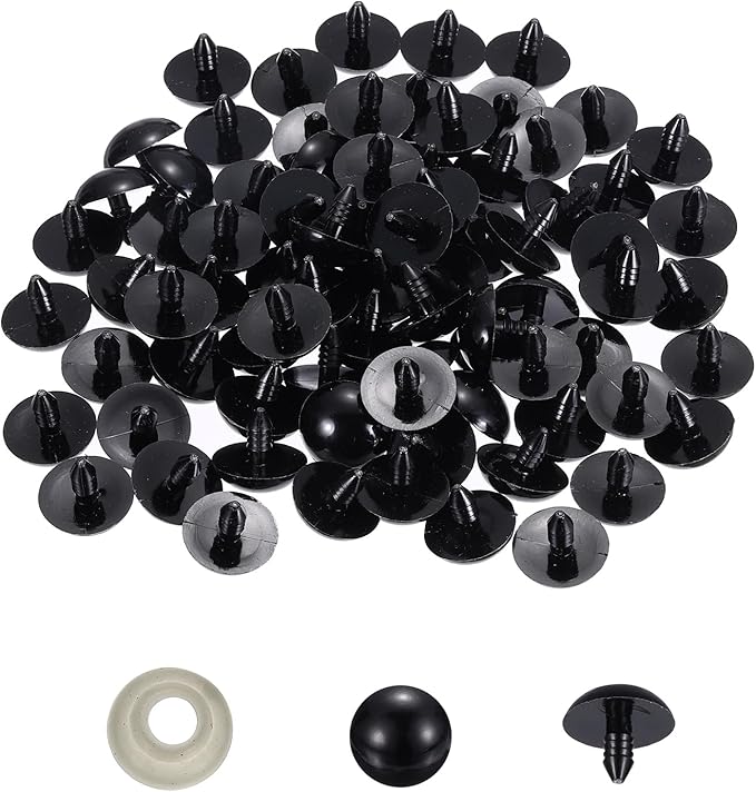 PATIKIL 22mm Safety Eyes, 100 Set Plastic Craft Eyes with Washers for Stuffed Animals Crochet Toys Dolls DIY Craft Making, Black