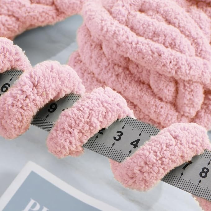 MABOZOO Assorted Chunky Yarn for Crocheting 8 Pack,Fluffy Jumbo Chenille Yarn,Soft Plush Yarn Bulky,Giant Thick Fuzzy Yarn for Hand or Arm Knitting,Cream & Pink(31.7 yds,8 oz Each Skein)