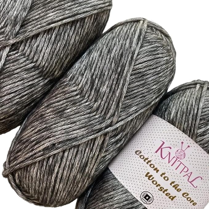 Cotton to The Core Worsted Weight Yarn for Crocheting, 3-Pack (654Yds / 300G), Free Patterns, Beginners Friendly - Soft Cotton Yarn for Knitting - #4 Medium Worsted Weight - Pitch Black