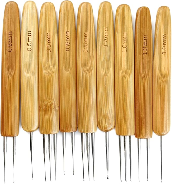 GXXMEI 9PCS Dreadlock Crochet Hook for Hair Dreadlock Needle Tool for Braid Craft Dread Locks Crochet Needles 0.5mm 0.75mm 1mm 1.75mm