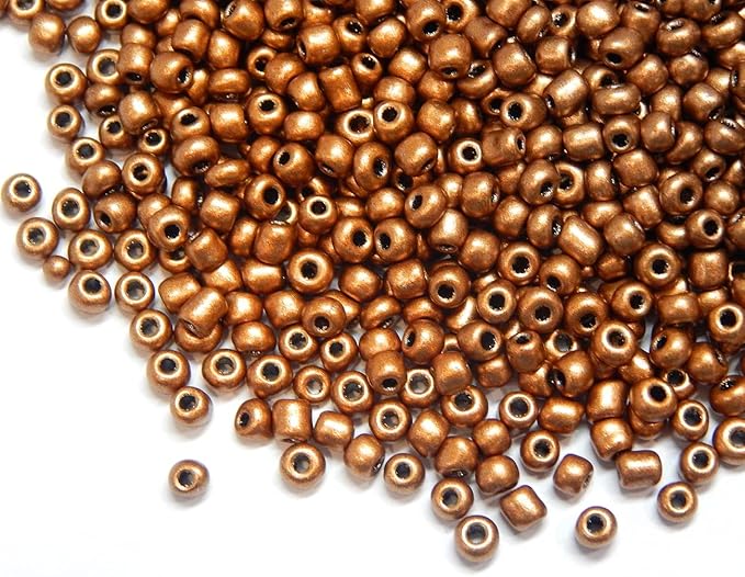 Perlin Glass Seed Beads 3mm 8/0 Round Mini Small Pony Beads 3300pcs for Making Earrings Bracelets Pendants Waist Jewelry DIY Handmade Metallic Color Kit (Matte Brown)