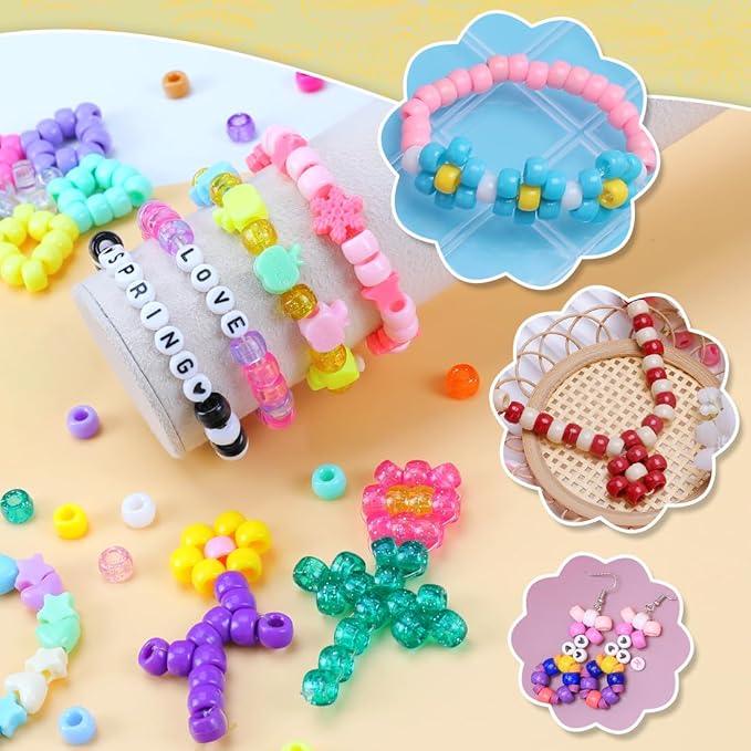 iooleem earth tone colored bulk pony beads - 4000pc kit for friendship bracelets & jewelry making, easy storage
