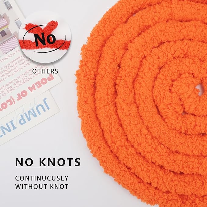 Chunky Yarn for Hand Knitting, Chunky Chenille Blanket Yarn for Crocheting, Bulky Soft Fluffy Chenille for Blanket Project, 8 Pack of 8oz/25yds, Orange