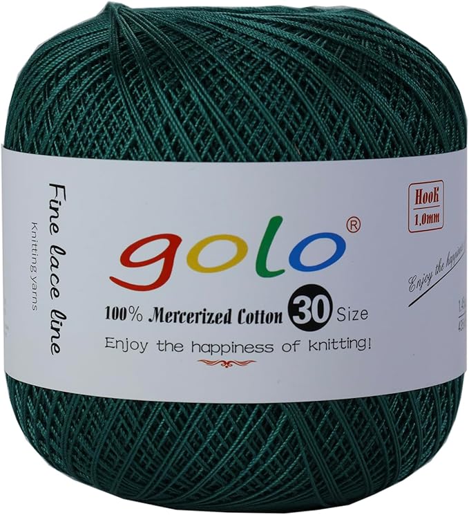 golo Crochet Thread Size 30 Yarn for Hand Kniting Yarn for Tatting Green 265