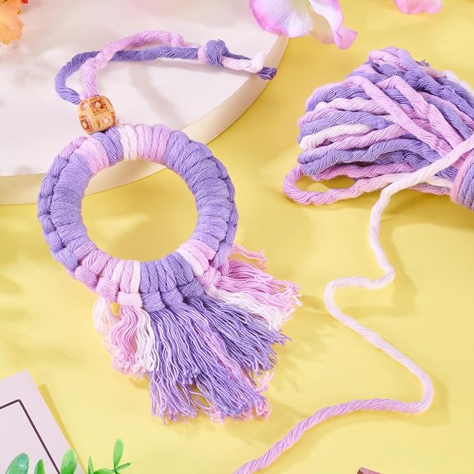 21.87 Yards Medium Slate Blue Single Strand Macrame Cord 3.5mm Gradient Colored Cotton Cord Colorful Twine Bohemia Soft Cotton Rope Yarn for DIY Craft Knitting Crochet Wall Plant Hanger Home
