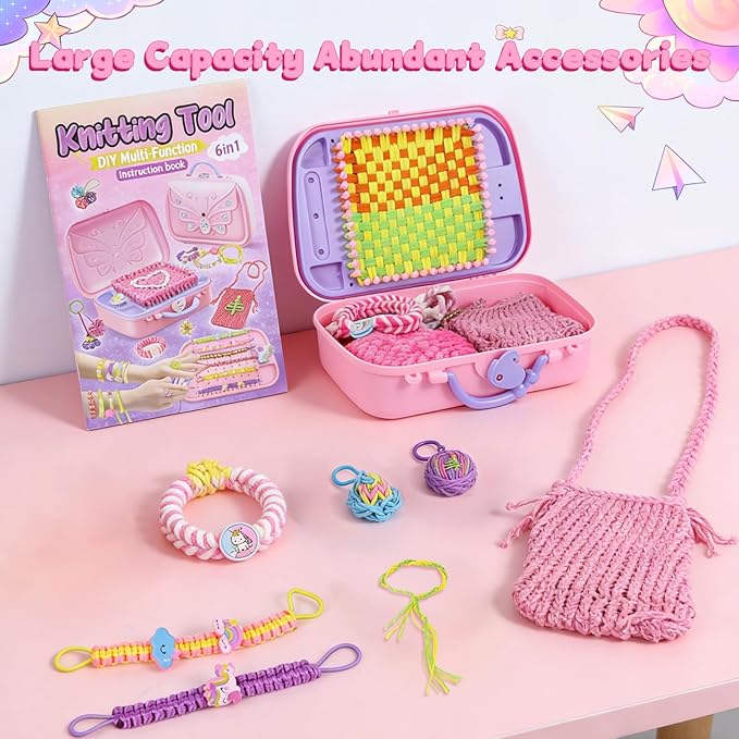 Rubber Band Bracelet Kit for Kids, Loom Bracelet Making Kit, Friendship Bracelet Kit, 400+ Pcs DIY Craft Kit for Girls Ages 6-12, Weaving Loom Set with Case, Beginner Bracelet Maker for Teens Adults
