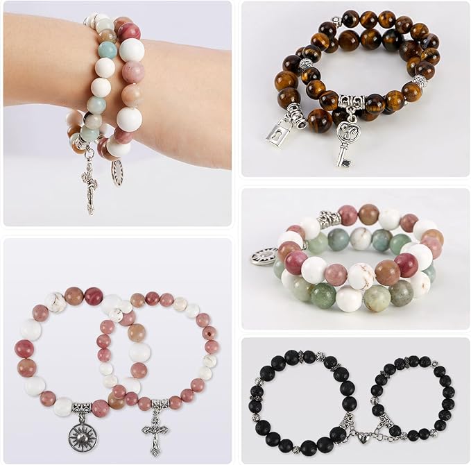 Tunmiok Natural Beads for Bracelets for Jewelry Bracelet Making kit for Adults with Spacer Beads & Bracelet Charms and Natural Stone for Jewelry Making & DIY Bracelet, Necklace, Earring Set Supplies