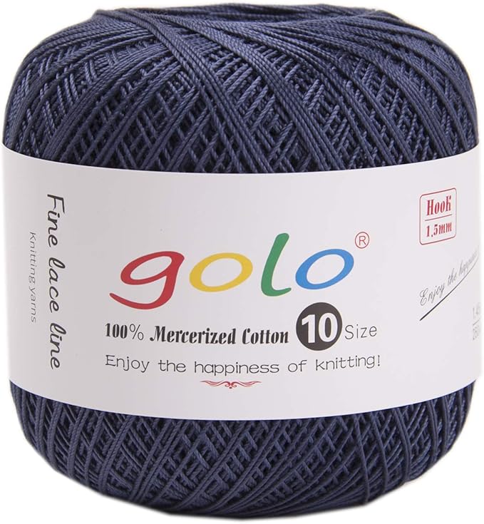 golo Crochet Thread Yarns for Begingers Size10 Navy Blue Yarn 357