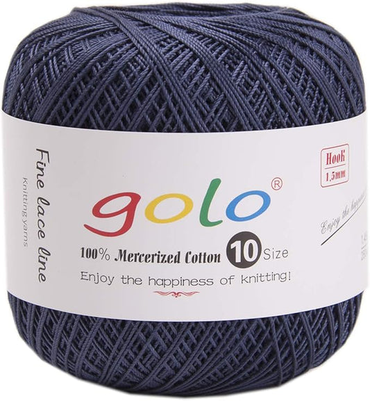 golo Crochet Thread Yarns for Begingers Size10 Navy Blue Yarn 357