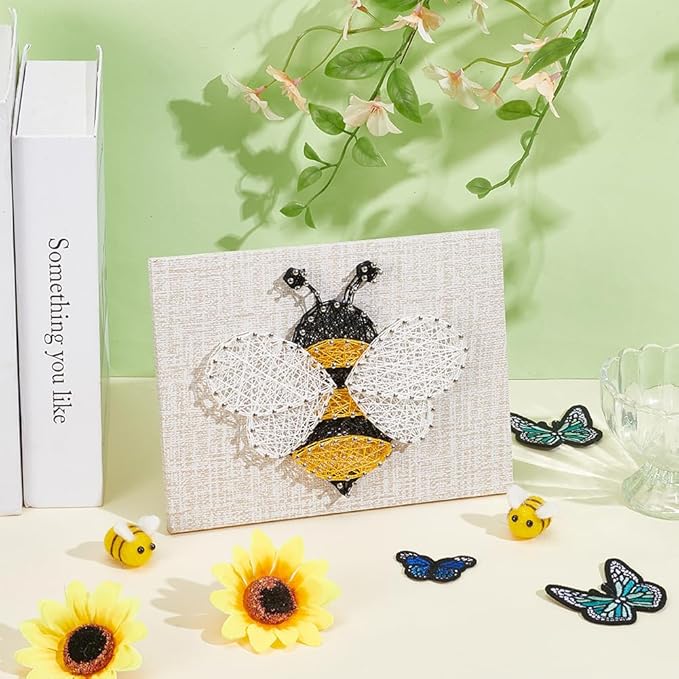 WEBEEDY 3D String Art Kit for Adults Beginners, DIY Bee String Craft Kit, Include All Necessary Accessories and Frame, Christmas Mother's Day Home Wall Decorations Unique Women Gift