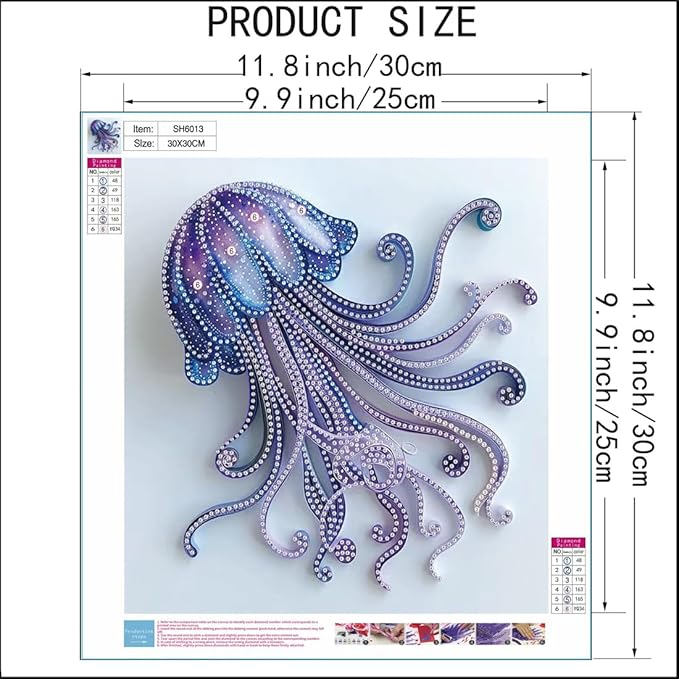 SHICERNHJ 5D Diamond Painting Kits for Adults-Special Shape Diamond Art Kits for Jellyfish,DIY Crystal Rhinestones Painting kit for Home Wall Decoration 12 × 12 inch