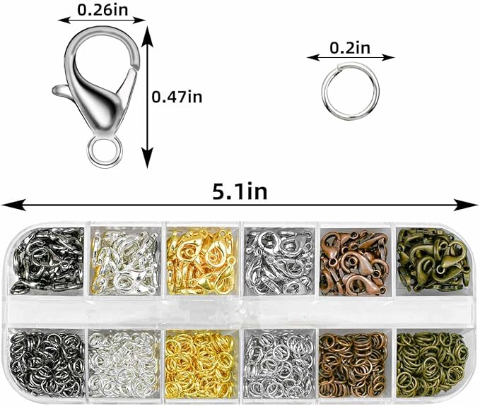 Lobster Claw Clasps & Open Jump Rings for Jewelry Making - Necklace Bracelet Chain Findings Kit - Silver Gold DIY Repair Supplies (6 Colors)