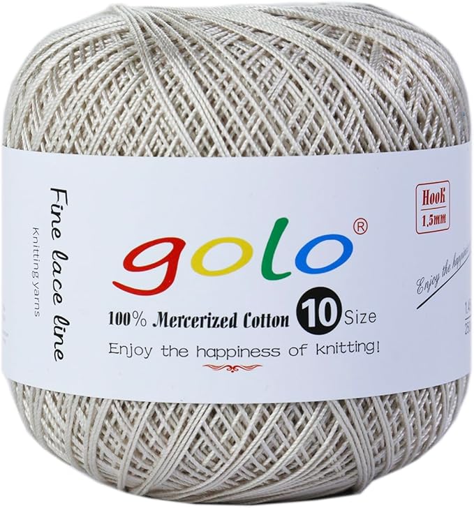 golo Crochet Thread Size10 Yarn for Hand Knitting Crochet Yarn Moonlight Grey 223
