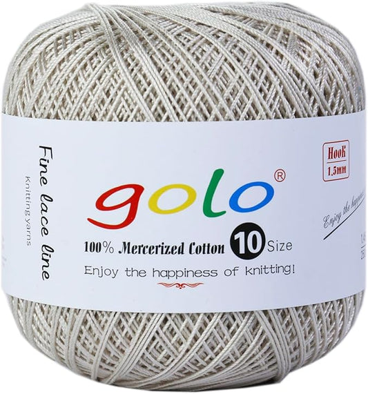 golo Crochet Thread Size10 Yarn for Hand Knitting Crochet Yarn Moonlight Grey 223