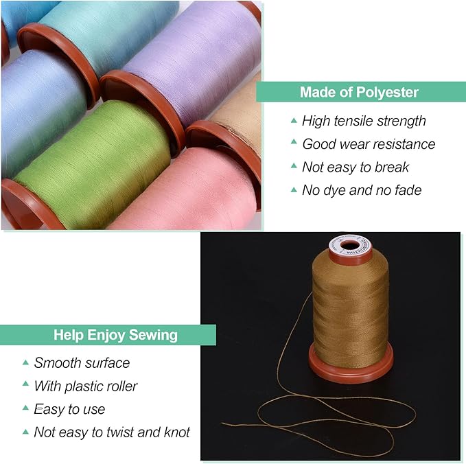 uxcell 40D/2 Sewing Thread 1100 Yards Polyester Household Sewing String Hand Stitching Polyester Cord for Clothing Stitching Shoe Bag Repairing DIY Craft Chocolate Brown